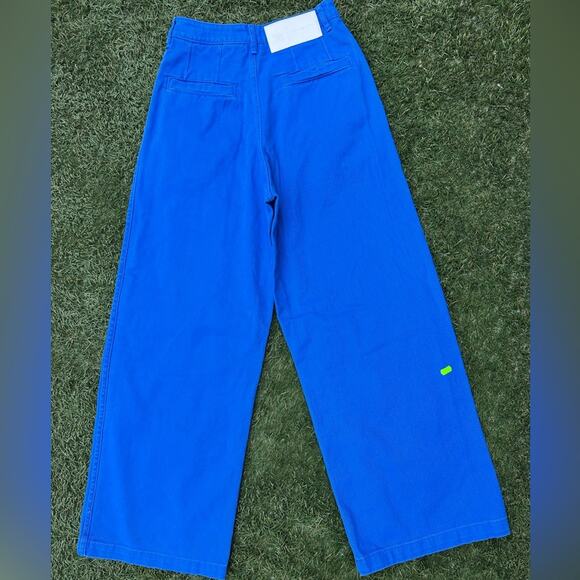 Adidas x KSENIASCHNAIDER 3 Stripe Jeans Wide Leg Dodger Royal Blue Denim 26 - Picture 8 of 9